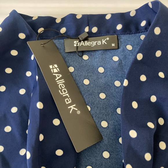 NWT Allegra K polka dot navy/white woman blouse size M - Picture 5 of 9